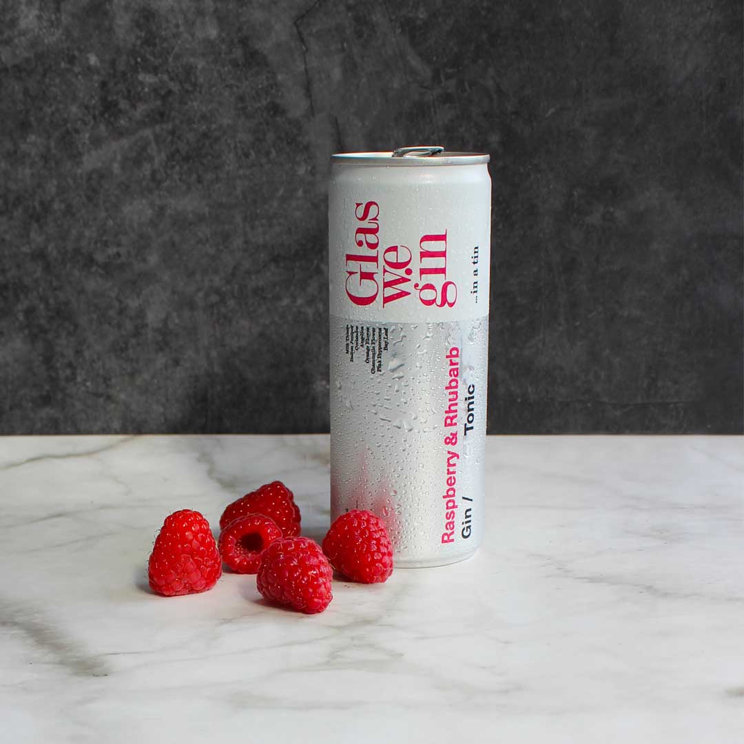 Glaswegin Raspberry & Rhubarb Gin and Tonic in a can